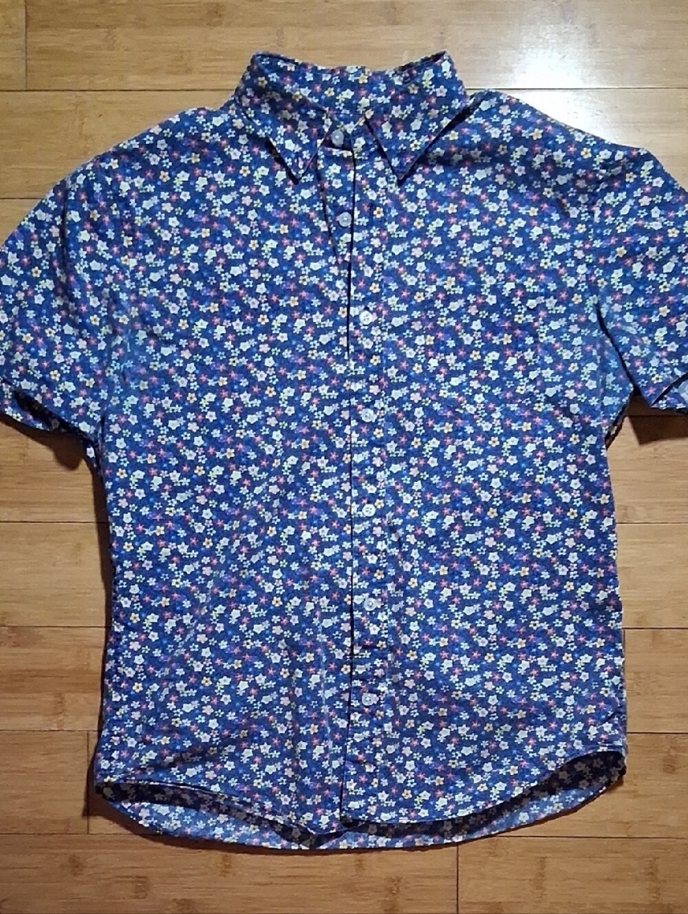 J. Crew Blue Floral Short-Sleeve Button-Down Shirt
